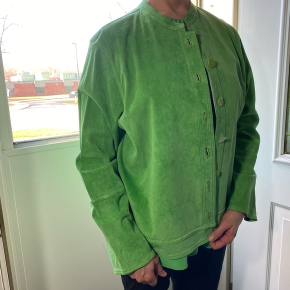 Green leather and suede jacket 1X NWT - Picture 14 of 15